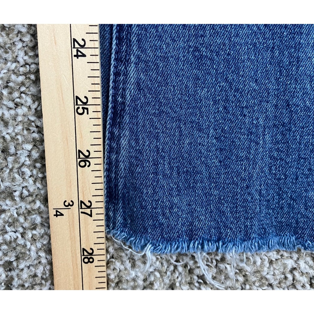 Mother The Runaway Popism Blue Flare Jeans Raw Hem High Rise Size 24 Made in USA - Picture 15 of 15